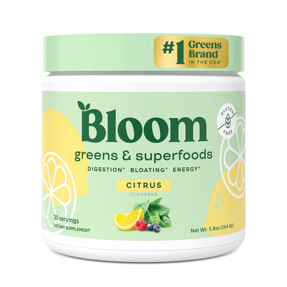 Photos - Vitamins & Minerals BLOOM NUTRITION Greens and Superfoods Powder - Citrus - 5.8oz/30ct