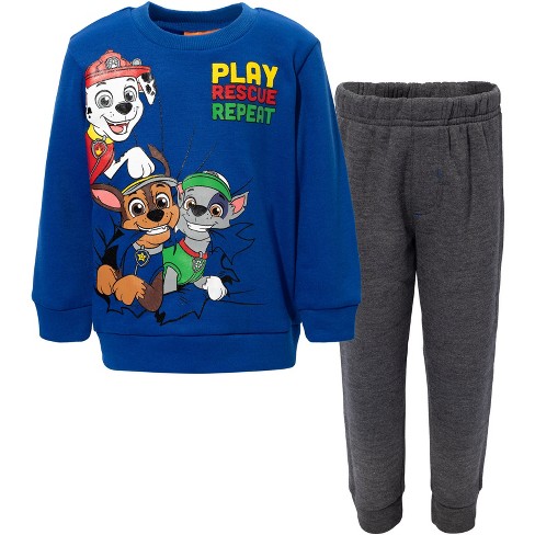 Paw Patrol Marshall Rocky Chase Little Boys Fleece Sweatshirt and Pants Set  Blue / Grey 7-8