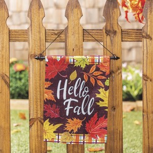 Evergreen Plaid Hello Fall Garden Textured Suede Garden Suede Flag 12.5 x 18 Inches Indoor Outdoor Decor - 1 of 4