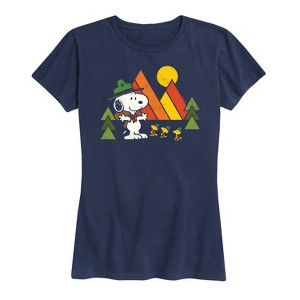 Women's - Peanuts - Retro Snoopy and Woodstock Forest Short Sleeve Graphic T-Shirt - 1 of 4
