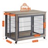 FURNIinspire Pet Crates And Houses Furniture Style Dog Crate Pet Cage Side Table With Double Doors And Lift Top, Gray, 38.58"*25.19"*27.2" - 3 of 4