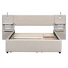Whisen Upholstered Queen Platform Bed with Storage Drawers, Shelves, Trundle & Reading Lights - 3 of 4