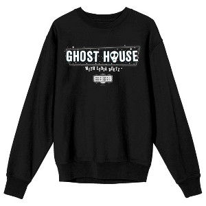 Beetlejuice Beetlejuice Ghost House Sign Adult Black Crew Neck Long Sleeve Sweatshirt-XXL - 1 of 3