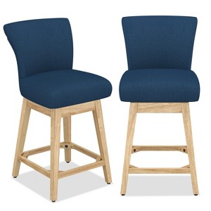 Dyonery Solid Wood Swivel Counter Upholstered Bar Stool 26.8" Height Set of 2 Barstools with Back & Arms for Kitchen Island,Home Bar - 1 of 4