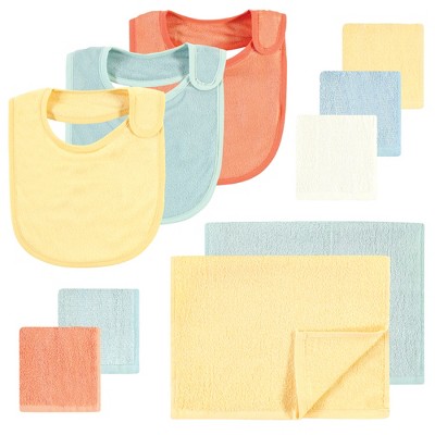 Hudson Baby Unisex Baby Rayon from Bamboo Bib, Burp Cloth and Washcloth 10Pk, Soft Neutral, One Size