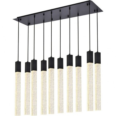 Modern Black Crystal LED 10-Light Island Pendant