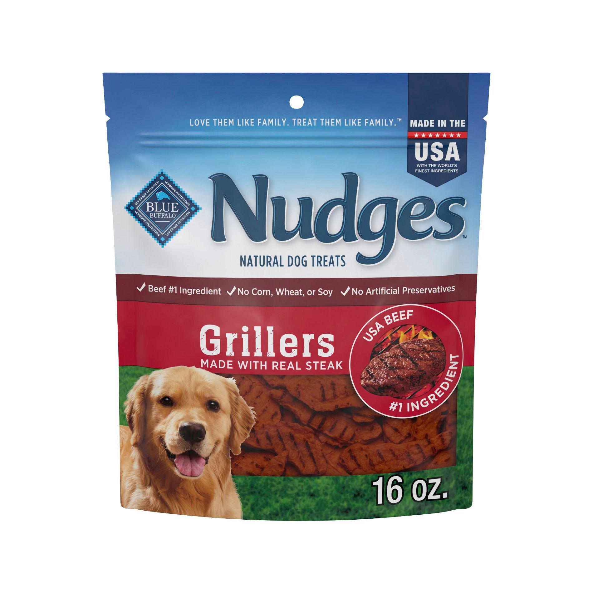 Blue Buffalo Nudges Grillers Natural Dog Treats with Beef Steak