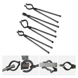 VEVOR Blacksmith Tongs, 18” 4 PCS, V-Bit Bolt Tongs, Wolf Jaw Tongs, Z V-Bit Tongs and Gripping Tongs, Carbon Steel Forge Tongs with A3 Steel Rivets - 1 of 4