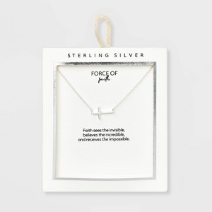 Sterling Silver Horizontal Cross Station Necklace - Silver - 1 of 4