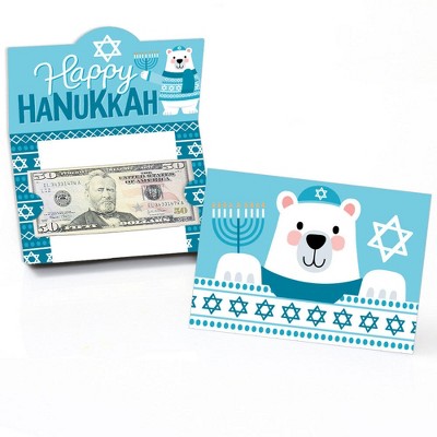 Big Dot of Happiness Hanukkah Bear - Chanukah Holiday Sweater Party Money and Gift Card Holders - Set of 8