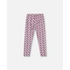Deux par Deux Girl Organic Cotton Leggings Blue Apple Print - 3 of 4