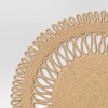 Jute Decorative Charger Brown - Threshold™: Geometric Round Placemat, Traditional Fall Decor, 16" Beige Jute - 4 of 4