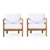 VYNXARIA Outdoor Acacia Wood Patio Club Chair, Wood Patio Furniture,Waterproof Thick Cushion Deep Seating for Porch, Garden, Backyard£¨Set of 2£© - 3 of 4
