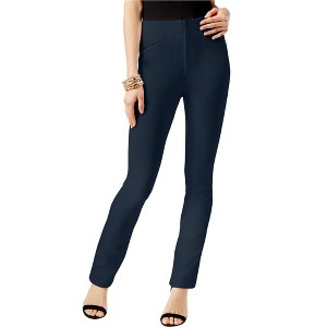 I.N.C International Concepts Womens Faux Leather Casual Trouser Pants, Blue, 6 Short - 1 of 1