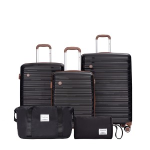 Kumasinova Luggage Sets 5 Pcs,Lightweight PP Hardshell Suitcases with TSA Lock Carry On Suitcase Luggage,Airline-Approved,20"24"28" - 1 of 4