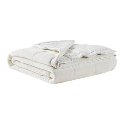 JUJABU 90" x 90" Cozy Reversible Plush & Microfiber Blanket – For All-Season