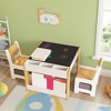 Kids Art Table and Chair Set, 3 In 1 Activity Table with 2 Chairs, Bookshelves, Drawers and Detachable Tabletop, Toddlers Craft Table Art Desk - 2 of 4