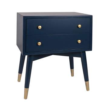 Knox 2 Drawer Side Table with Brass Accents - East at Main