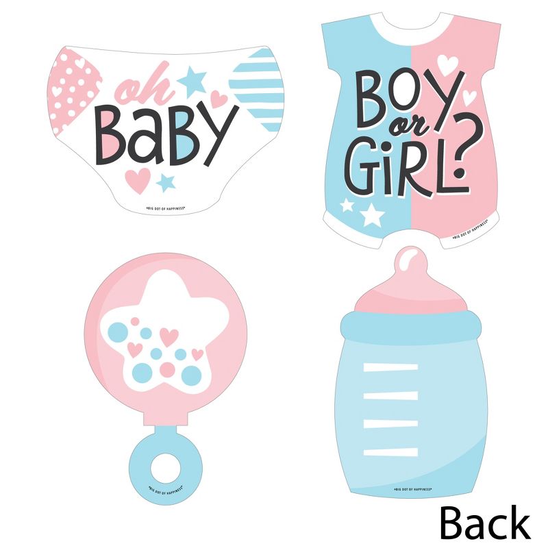 Big Dot of Happiness Baby Gender Reveal - Baby Bodysuit, Bottle, Rattle, and Diaper Decorations DIY Team Boy or Girl Party Essentials - Set of 20, 3 of 7