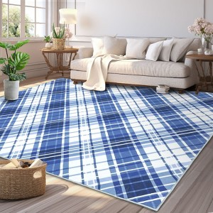 Geometric Machine Washable Rug with Rubber Backing for Living Room Lines Non-Slip Dining Room Rug Easy-Cleaning Floor Carpet for Bedroom Playroom - 1 of 4