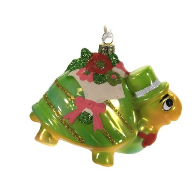 Holiday Ornament 3.25" Flower Delivery Turtle Retro Kitsch Floral Spring  -  Tree Ornaments