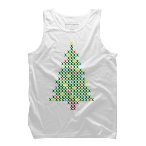 Men's Design By Humans Christmas Tree Cross Stitch By BettySue Tank Top - 1 of 3