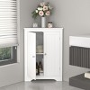 KTMBDW Floor Corner Cabinet with Two Doors and Shelves, Free-Standing Corner Storage Cabinets for Bathroom, Kitchen, Living Room or Bedroom, White - 2 of 4