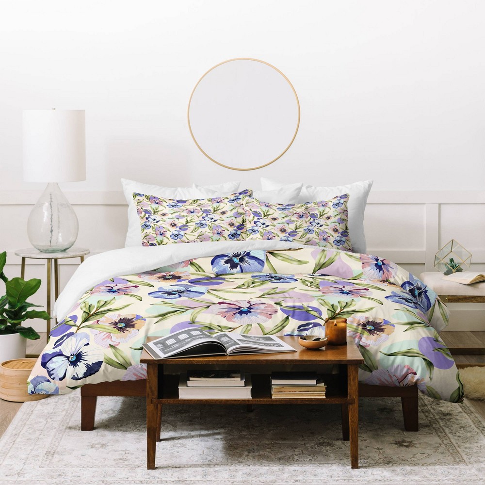 Photos - Duvet Deny Designs Queen Marta Barragan Camarasa Nice Tropical Garden Pastel Duv