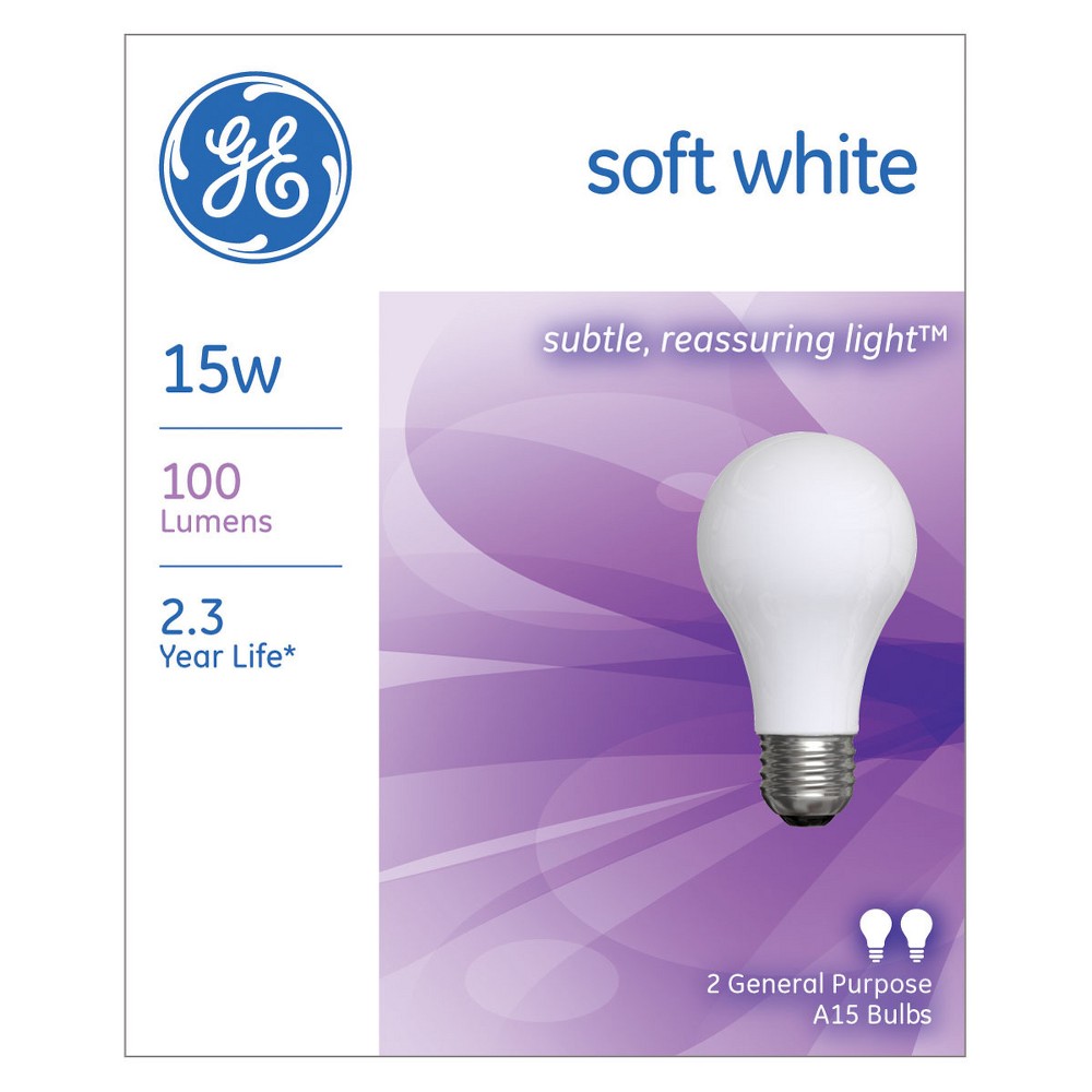 UPC 043168900010 product image for GE 15-Watt A15 Incandescent Light Bulb (2-Pack) - Soft White | upcitemdb.com