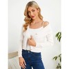 WhizMax Women's Cropped Sweater Cardigan Long Sleeve V-Neck Sweater Rib Open Front Shrugs - 4 of 4