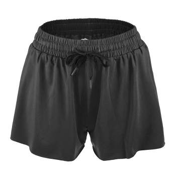 Unique Bargains Womens Flowy Running Shorts Casual High Waisted Workout  Shorts 1Pcs Black XL