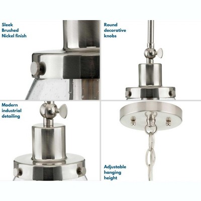 Hinton 12.5" Vintage Brass Seeded Glass Pendant Light