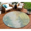Pale Aqua And Ivory Abstract Washable Indoor Outdoor Area Rug - 2 of 4