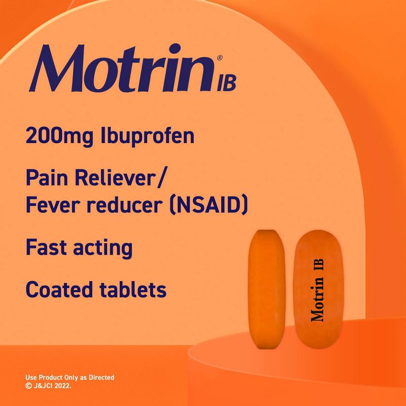Motrin IB Pain Reliever &#38; Fever Reducer Tablets - Ibuprofen (NSAID) - 100ct, 4 of 8