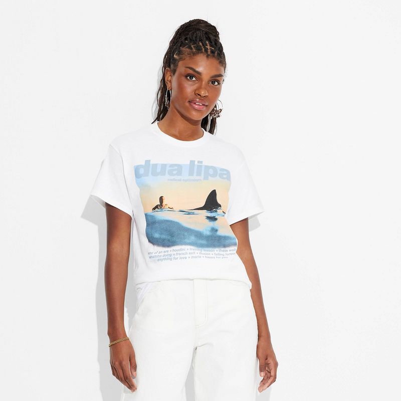Women's Dua Lipa Radical Optimism Short Sleeve Graphic T-Shirt - White, 1 of 4