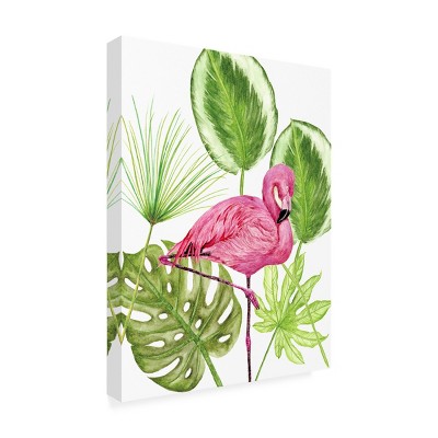 Melissa Wang Tropical Flamingo Outdoor Canvas Print in Pink and Green