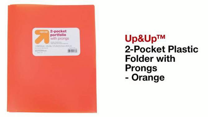2 Pocket Plastic Folder with Prongs Orange - up &#38; up&#8482;, 2 of 5, play video