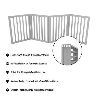 Gray Freestanding Plastic Pet Gate for Stairs and Doorways