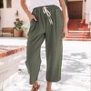 Amaryllis Women's Cropped Drawstring Pants Relaxed Fit High-Waisted Casual Lightweight - 3 of 4