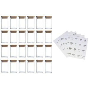 High Borosilicate Glass Spice Jar with Label and Bamboo Lid (24 x 8 Ounces), Spice Container with 72 Printed Labels and 20 Handwritten Labels - 1 of 4