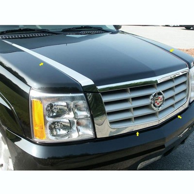 QAA is Compatible with 2002-2006 Cadillac Escalade 4 Piece Stainless Hood Accent Trim HT42255