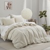 Peace Nest Floral Jacquard Cotton Linen Blend Duvet Cover Set, 3 Piece Bedding Set with Pillow Shams - 2 of 4