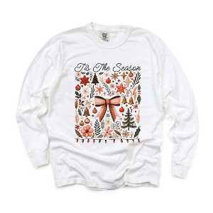 Simply Sage Market Women's Tis The Season Coquette Long Sleeve Garment Dyed Tee - 1 of 4