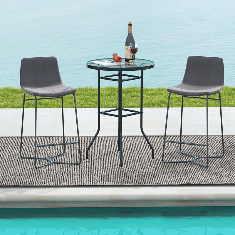 Tangkula Round Glass Top Patio Table 27"x27” Outdoor Bistro Table w/ Heavy-duty Metal Frame, 4 of 10