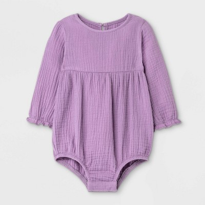 Image of Grayson Mini Baby Girls' Cotton Gauze Bubble Romper - Purple 6M