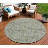 Artichoke Green Gray And Taupe Floral Washable Indoor Outdoor Area Rug - 2 of 4