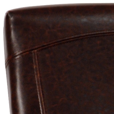 Brown Leather and Wood Parsons Counter Stool