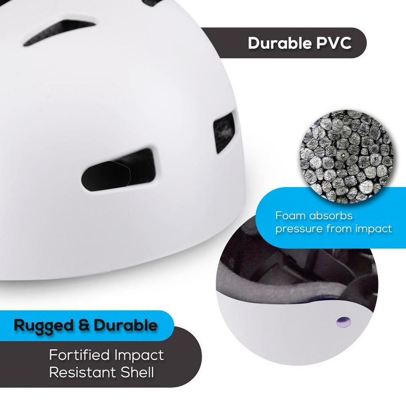 Hurtle Adjustable Sports Safety Helmet - Includes Travel Bag (White), 3 of 10