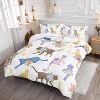 Hachikiko Cute Colorful Flower Cat Comforter Set - Moon Star Pattern Bedding with 2 Pillowcases - 2 of 4