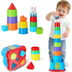 Nesting and Stacking Cups with Shape Sorter, Sorting Game for Toddlers Ages 1-3 - 1 of 4